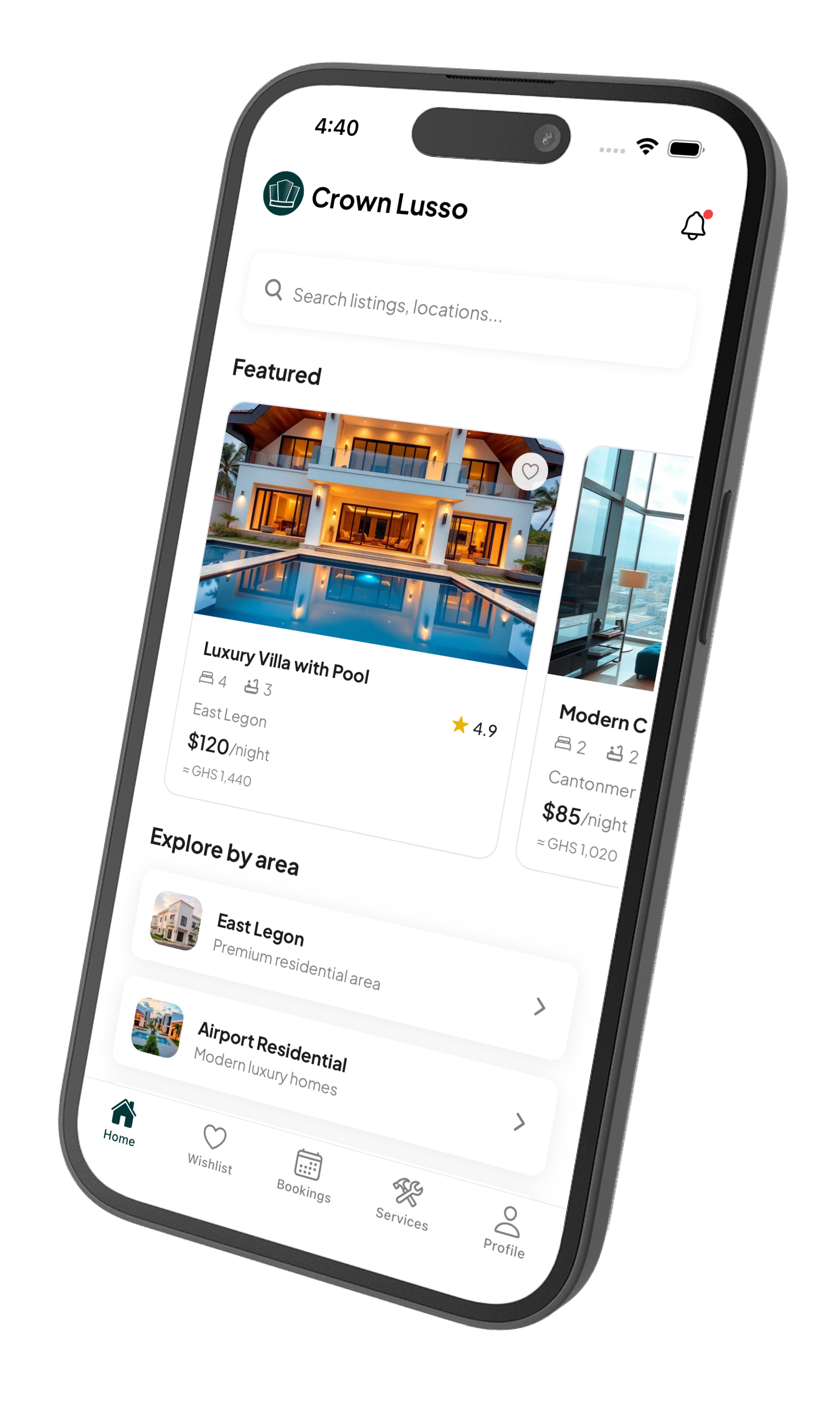 Crown Lusso mobile app screenshot